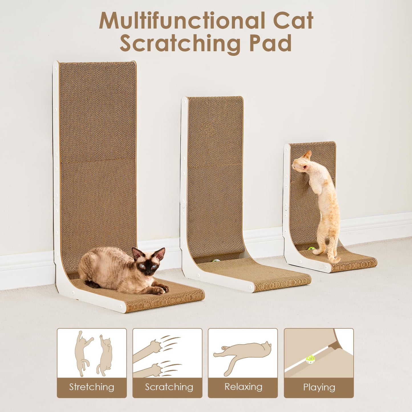 EHEYCIGA Cardboard Cat Scratcher for Indoor Cats, 32 Inch, Brown