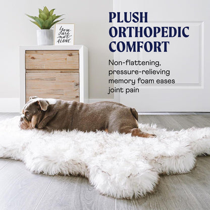 PAW BRANDS PupRug Orthopedic Memory Foam Dog Bed, White/Brown, 50x30