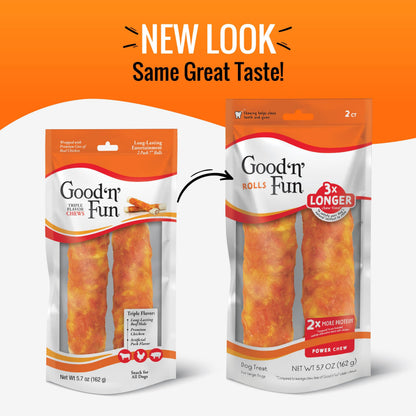 Good 'n' Fun Roll Long-Lasting Dog Treat for Large Dogs, 6 Count