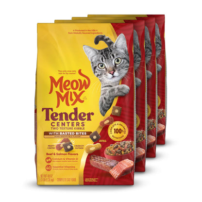 Meow Mix Tender Centers, Dry Cat Food, Beef & Salmon Flavors, 14.2 lb. Bag