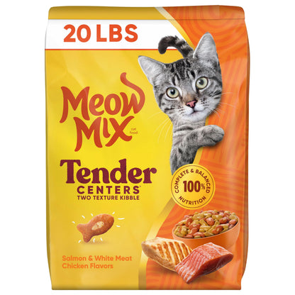 Meow Mix Tender Centers, Dry Cat Food, Beef & Salmon Flavors, 14.2 lb. Bag