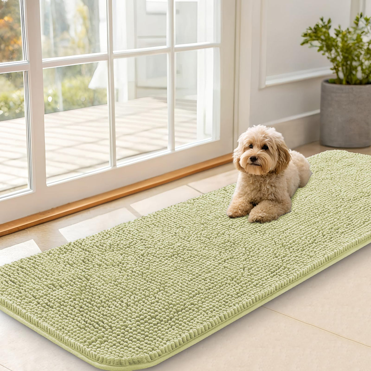 OLANLY Dog Door Mat for Muddy Paws 30x20, Super Absorbent Chenille Mud Mat