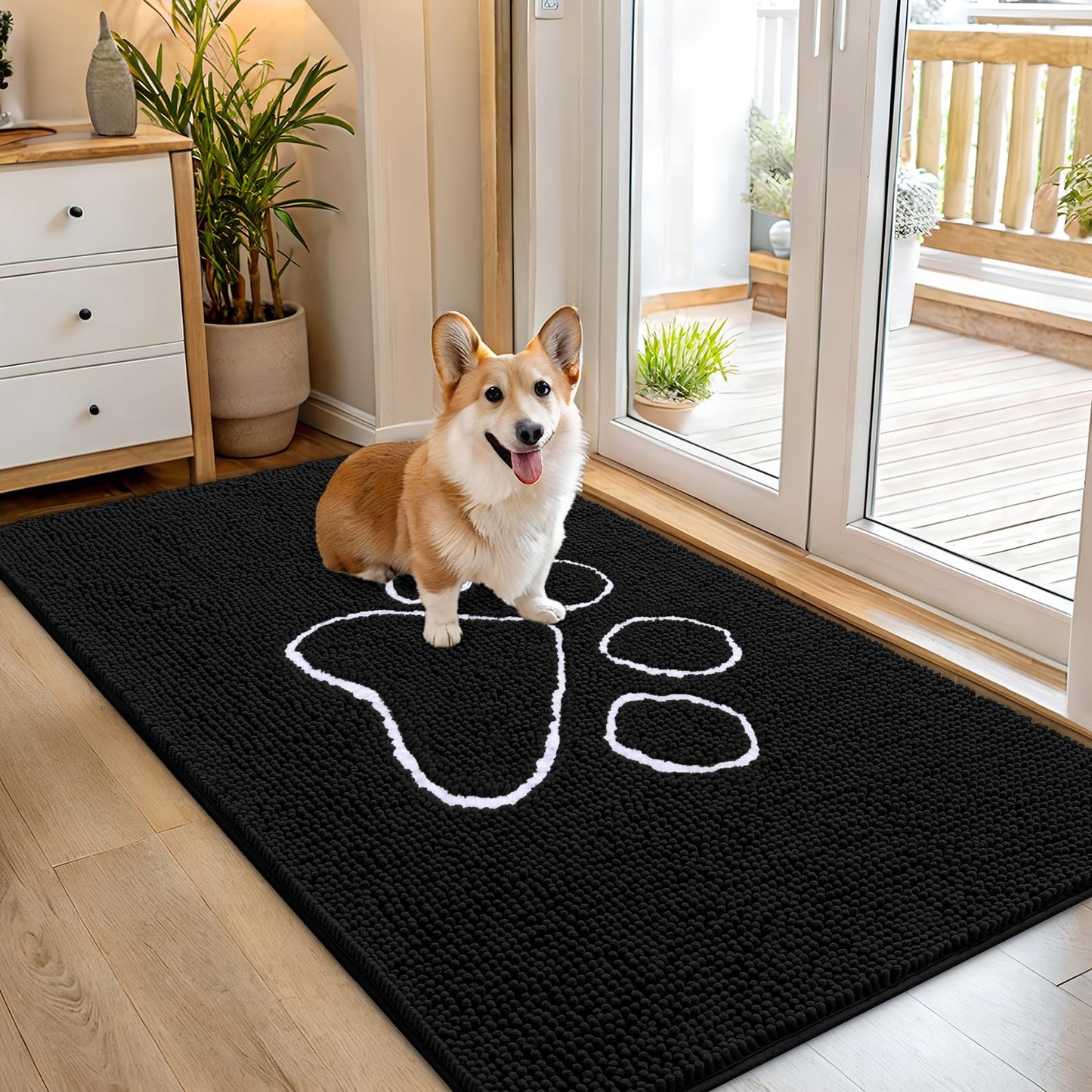 OLANLY Dog Door Mat for Muddy Paws 30x20, Super Absorbent Chenille Mud Mat