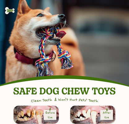 SHARLOVY Large Tough Chew Toys for Aggressive Chewers, 9 Pack Dog Rope Toys
