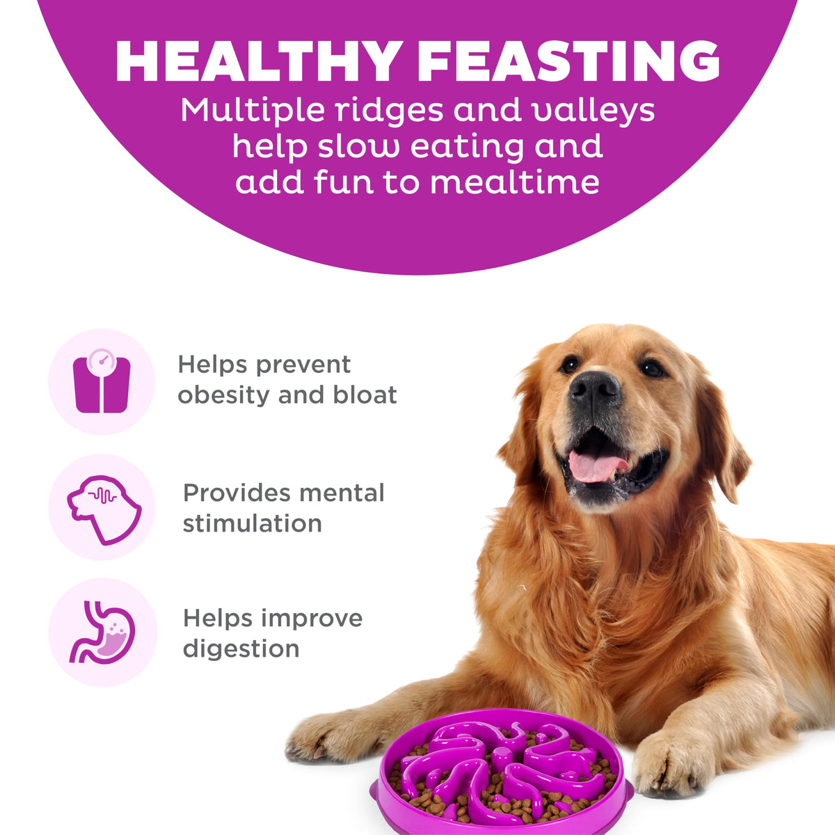 Outward Hound Fun Feeder Slo Bowl Dog Slow Feeder, Wave, Pink, 5.8"