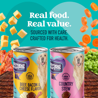 A Strong Heart Chopped Dog Food, Real Beef Dinner, 13.2oz Cans, 12pk