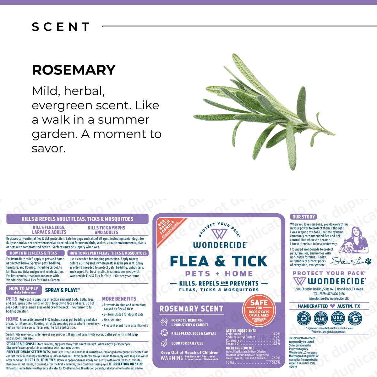 Wondercide Flea Tick & Mosquito Spray for Pets & Home - Rosemary 16 fl oz