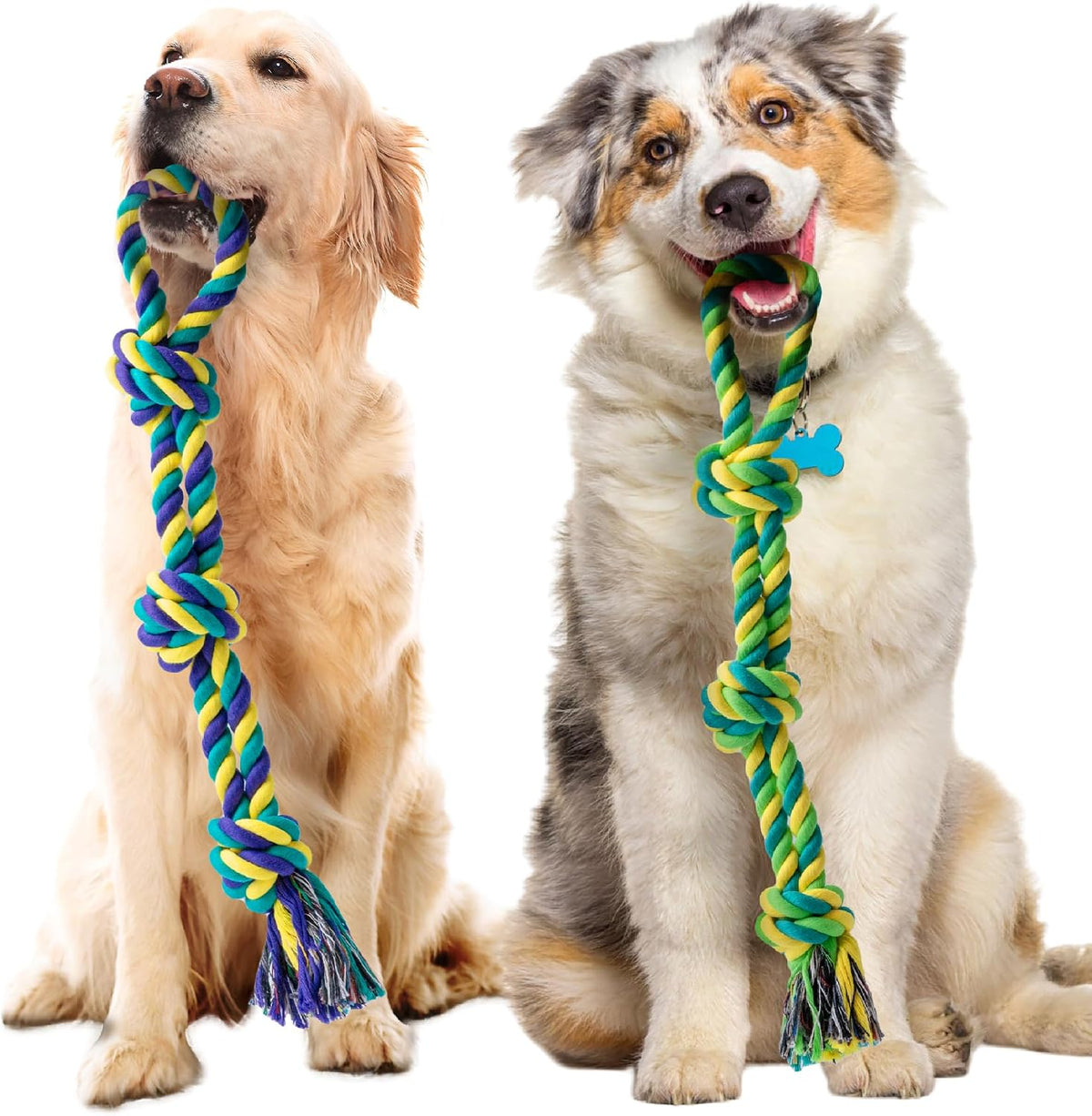 SHARLOVY Large Tough Chew Toys for Aggressive Chewers, 9 Pack Dog Rope Toys