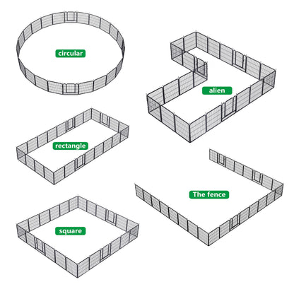 Dog Playpen,32/40/45 Inch Height in Heavy Duty, Folding Indoor Outdoor Anti-Rust Dog Exercise Fence, Portable Pet Playpen with Door for Large Medium Small Dogs and Pet (16 Panels, 32 Inch) Silver