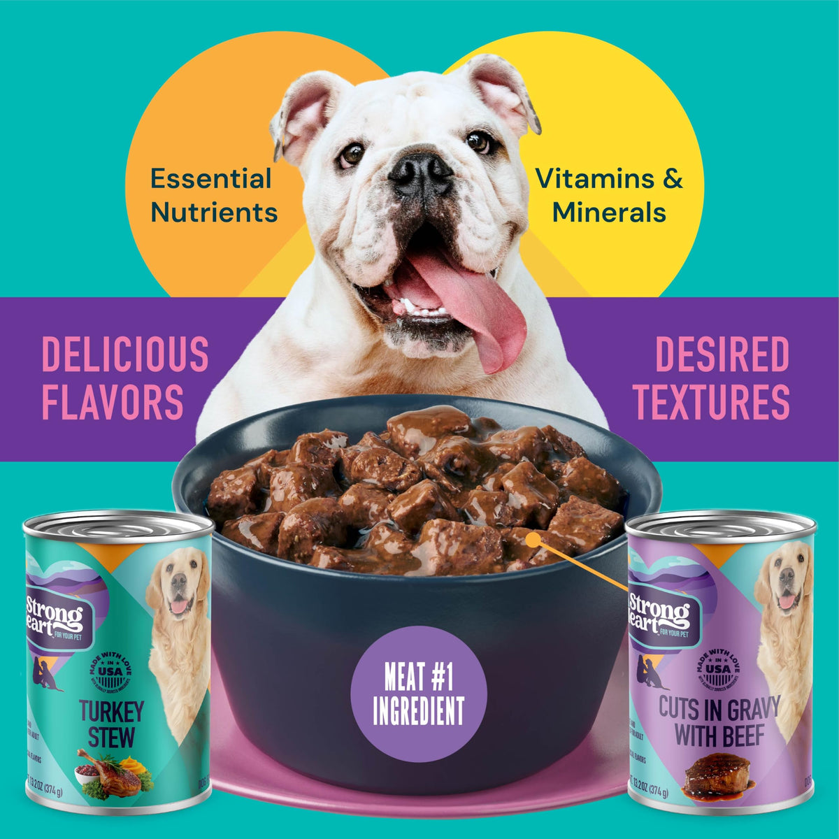 A Strong Heart Chopped Dog Food, Real Beef Dinner, 13.2oz Cans, 12pk
