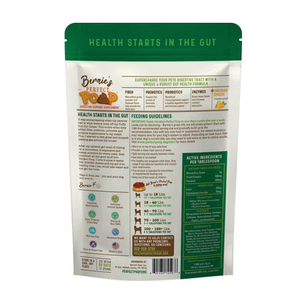 Bernie's Perfect Poop 4-in-1 Dog Digestion Supplement, Cheese, 12.8 oz