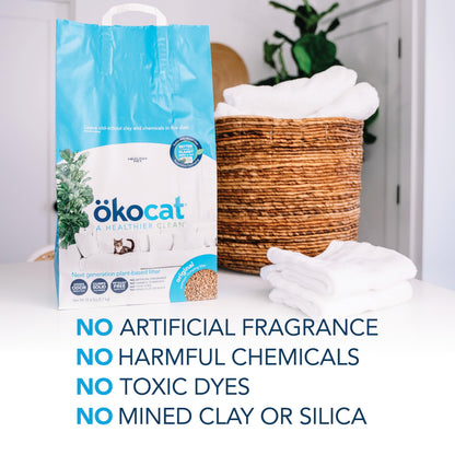 ökocat Low Tracking Natural Wood Clumping Cat Litter, Odor Control 14 Lbs