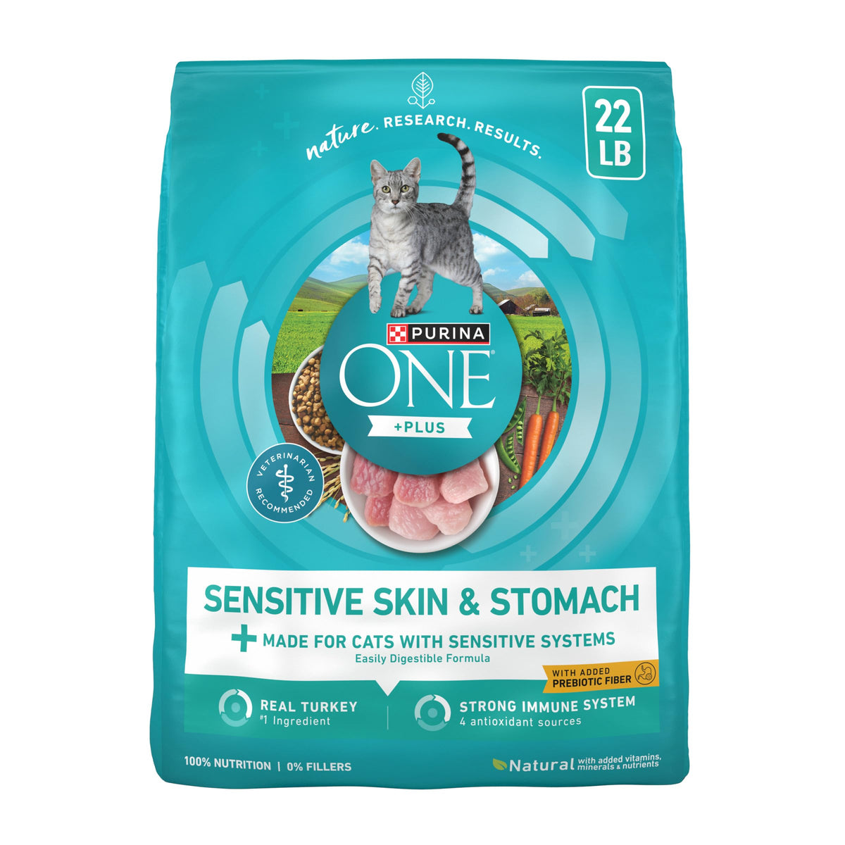 Purina ONE Sensitive Skin and Stomach Dry Cat Food 16 lb Bag