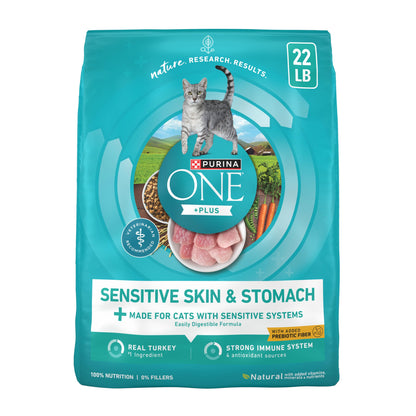 Purina ONE Sensitive Skin and Stomach Dry Cat Food 16 lb Bag