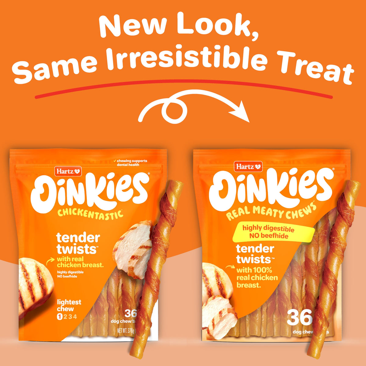 Hartz Oinkies Tender Twirls + Collagen Rawhide‑Free Dog Chews, 20 Count, 9.5 Ounce (Pack of 12)