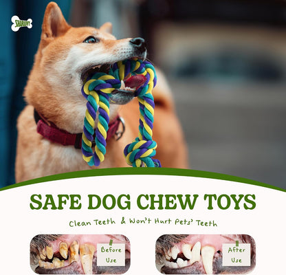 SHARLOVY Large Tough Chew Toys for Aggressive Chewers, 9 Pack Dog Rope Toys