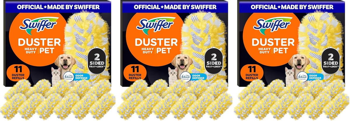 Swiffer Pet Heavy Duty Dusters Refills, Multisurface 360 Dusters with Febreze Odor Defense, 11 Count