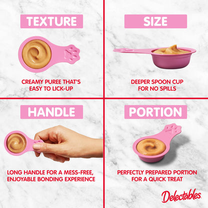Delectables Lickable Spoon Handheld Wet Cat Treats Made with Real Tuna, Creamy Puree, Mess Free, Quick & Easy, Grain-Free, No Added Fillers, No Added Preservatives, Variety Pack 40ct