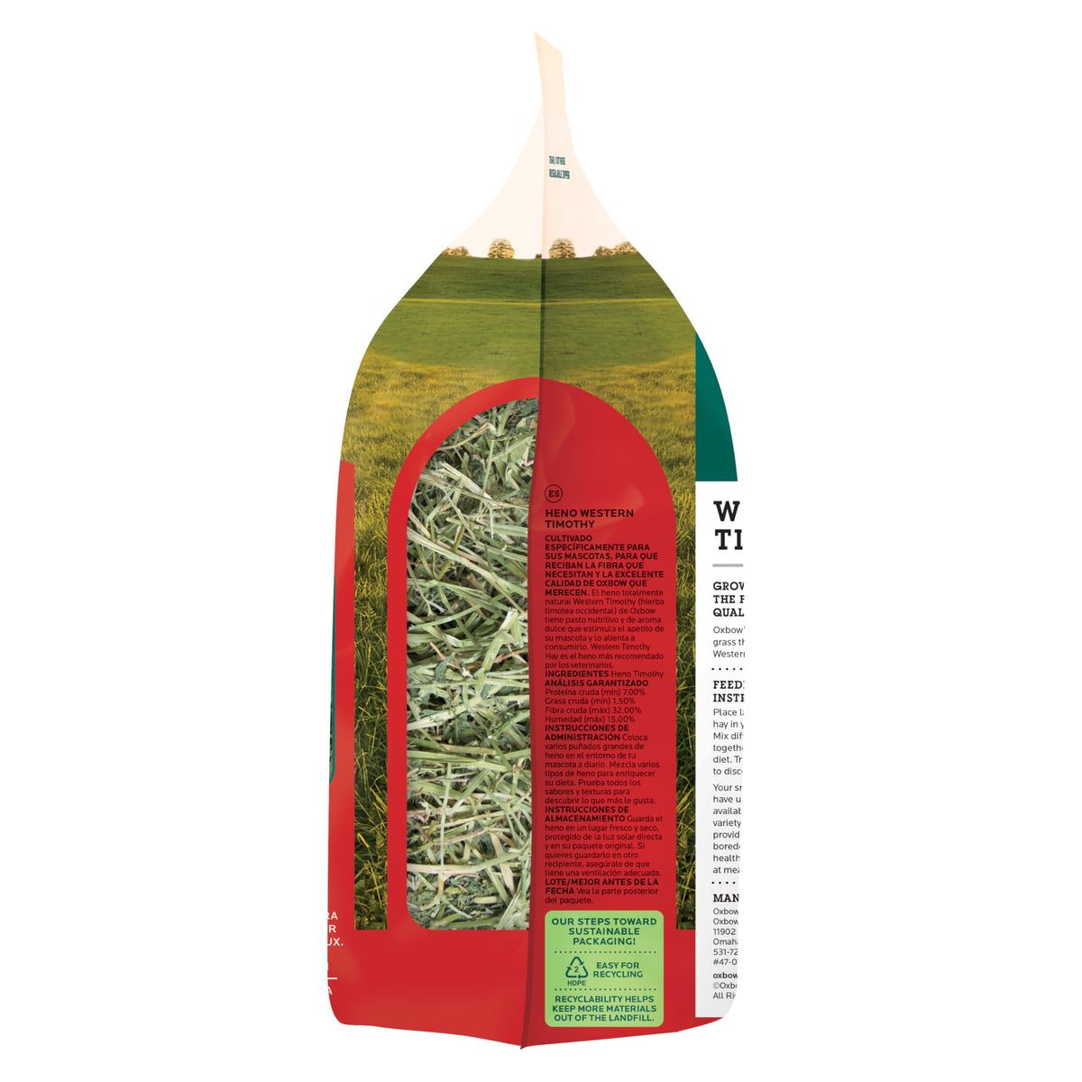 Oxbow Western Timothy Hay, Rabbit & Guinea Pig Hay, High Fiber, USA, 40 oz