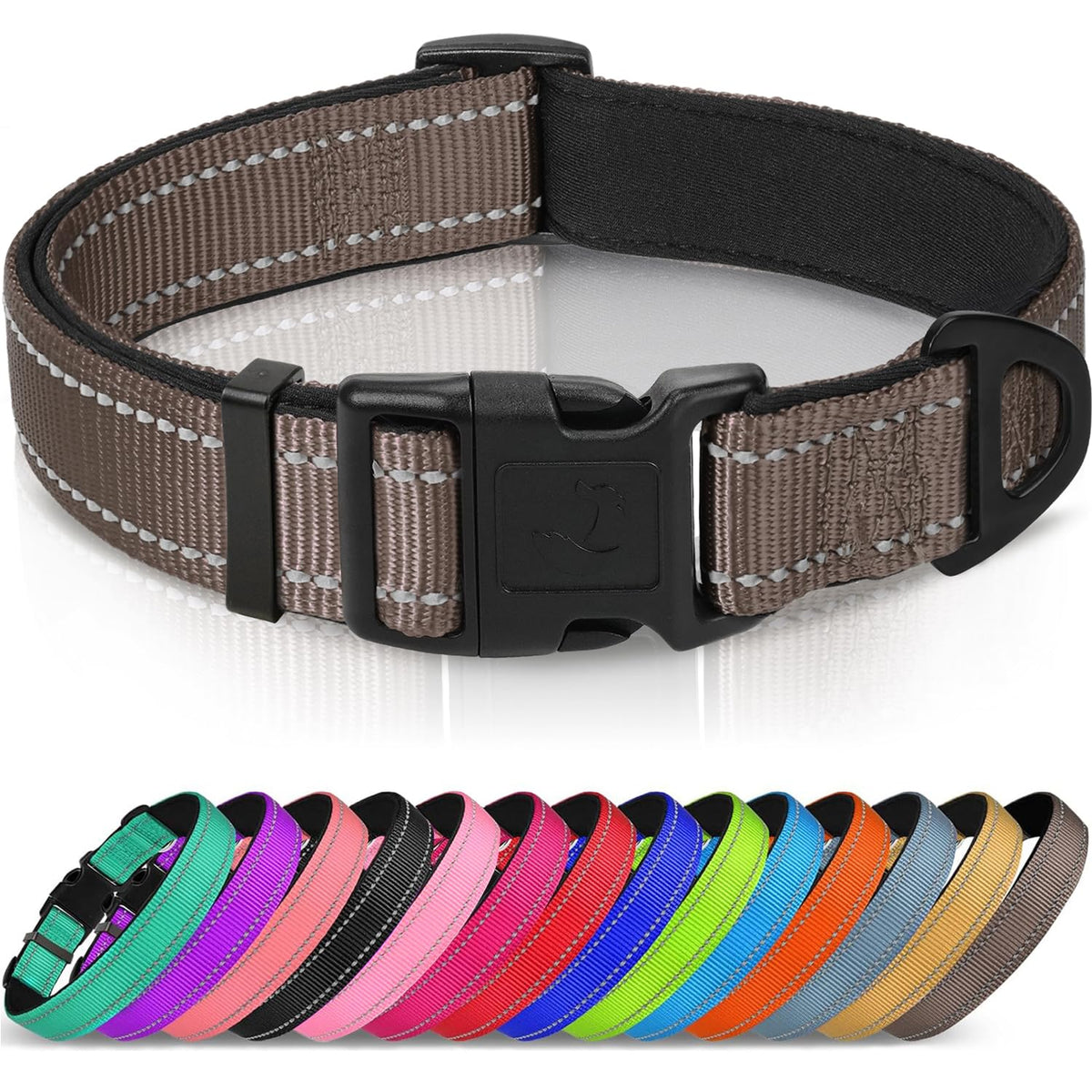 Joytale Reflective Dog Collar, Adjustable Neoprene Padded, Purple M