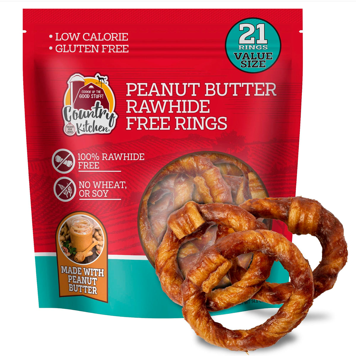 Country Kitchen Rawhide Free Beef Twists Dog Chews, 3 Count
