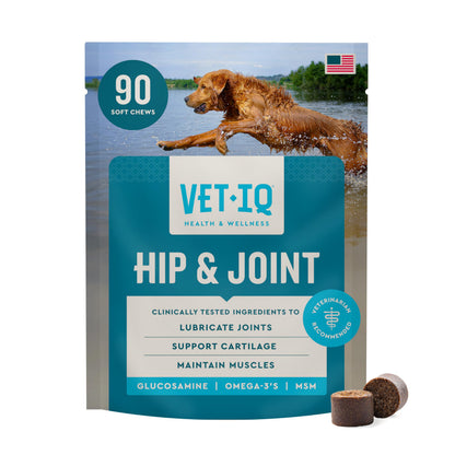 VetIQ Glucosamine Hip & Joint Supplement for Dogs, 180 Soft Chews, Joint Support Supplement with MSM and Krill, Dog Health Supplies Large & Small Breed, Chicken Flavored Chewables