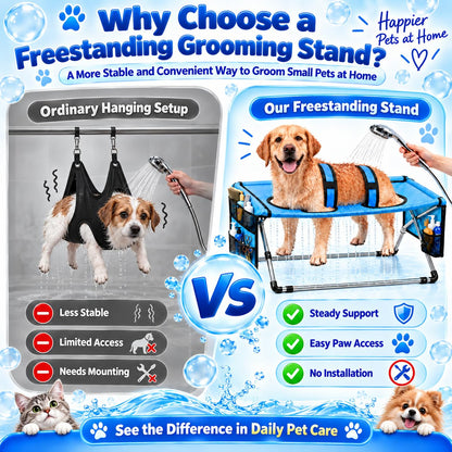 Dog Bed Foldable Grooming Hammock Stand and Bath Holder for Small Pets