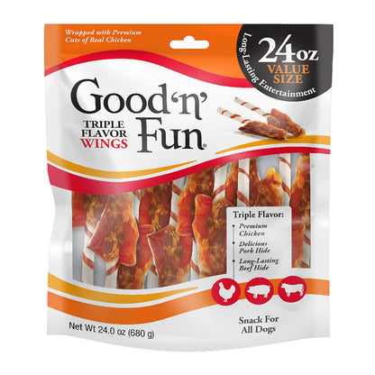 Good 'n' Fun Wings Long-Lasting Dog Treat Made With Real Protein, 12 oz