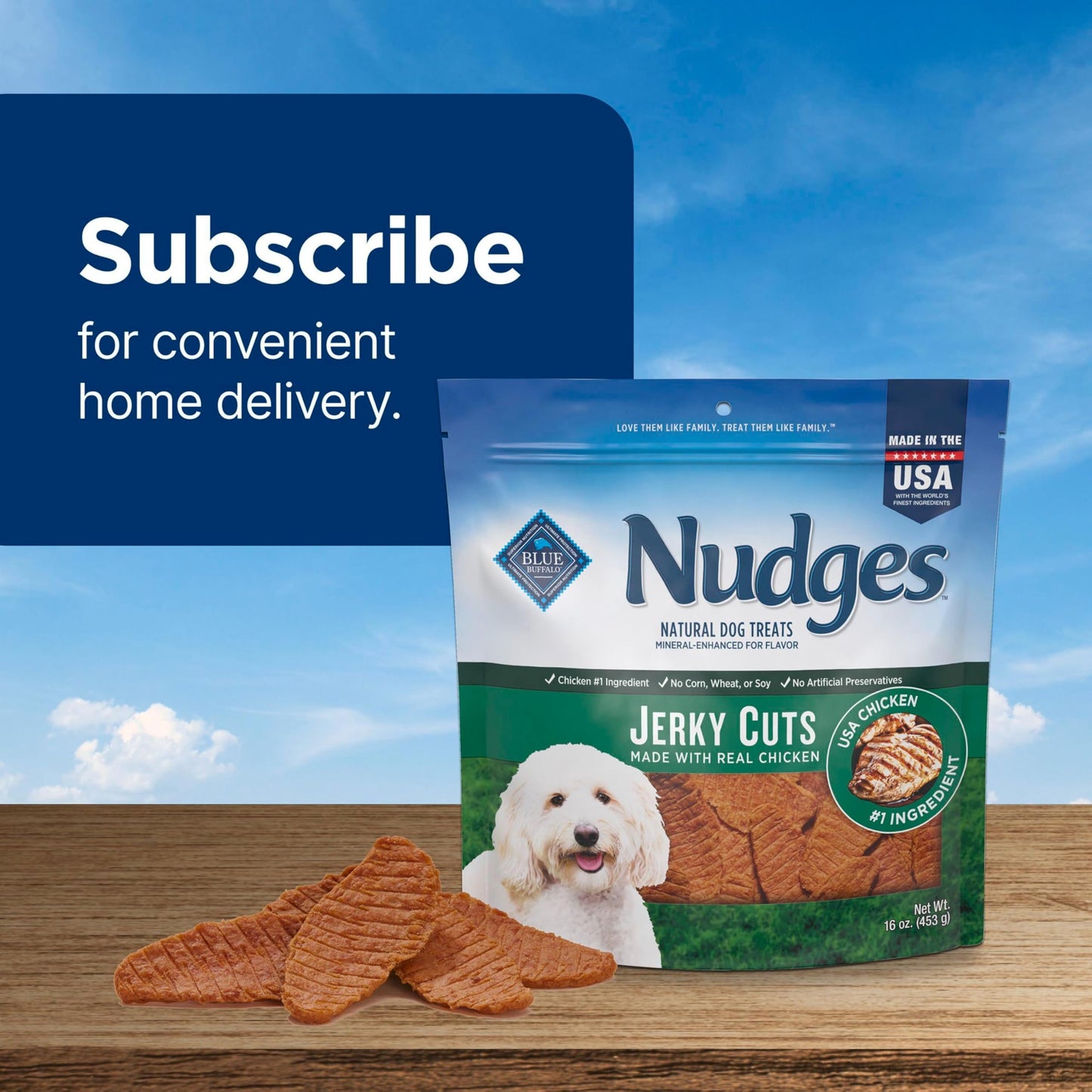 Blue Buffalo Nudges Jerky Cuts Chicken & Duck Dog Treats, 36 oz