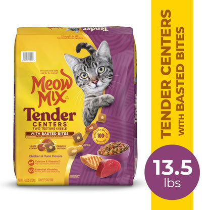 Meow Mix Tender Centers, Dry Cat Food, Beef & Salmon Flavors, 14.2 lb. Bag