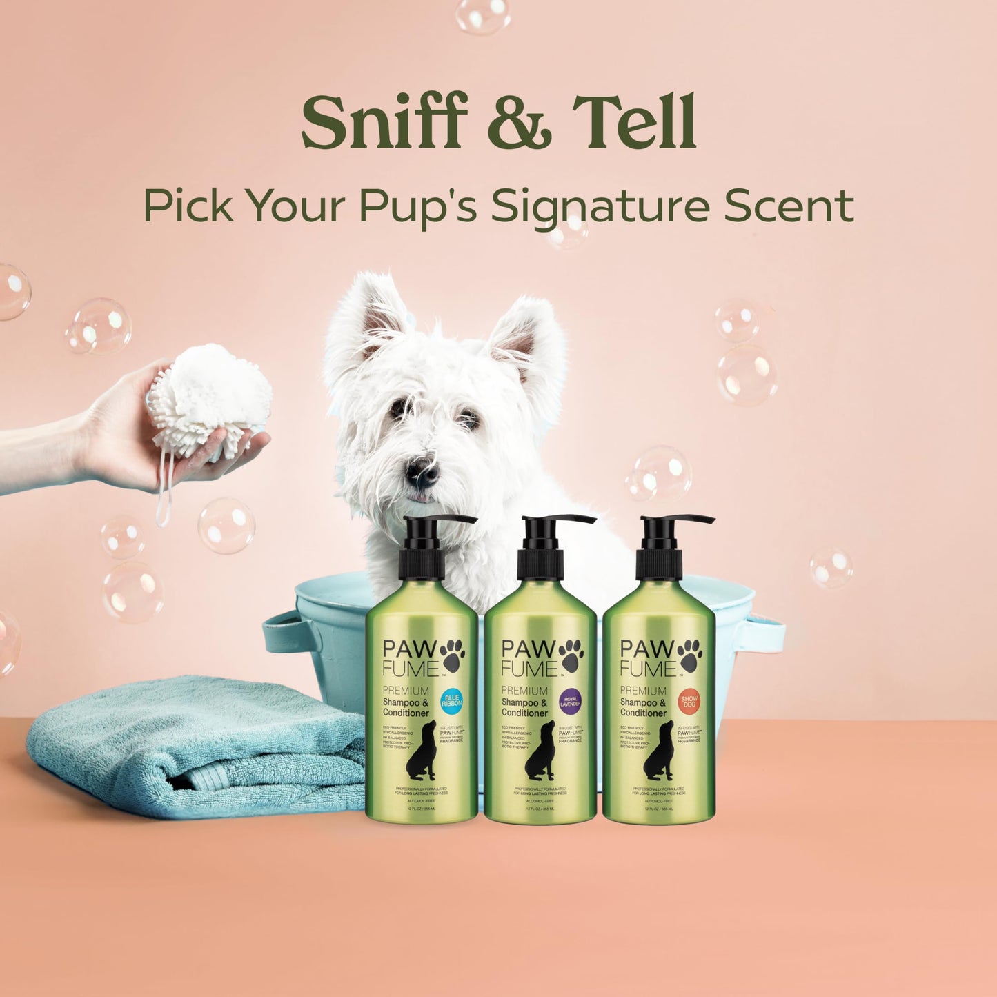 PAWFUME Deshedding Dog Shampoo and Conditioner, Show Dog, 1-Pack
