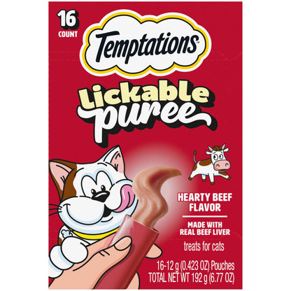 Temptations Creamy Puree Cat Treats, Chicken, Salmon & Tuna, 24 Count