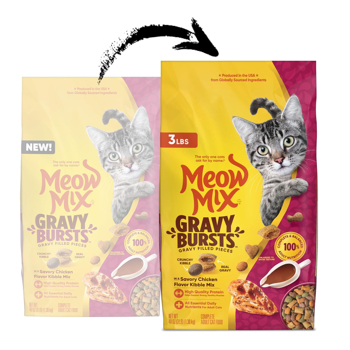 Meow Mix Gravy Bursts Chicken Flavored Cat Treats, 2.7 Oz. Bag