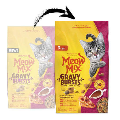 Meow Mix Gravy Bursts Chicken Flavored Cat Treats, 2.7 Oz. Bag