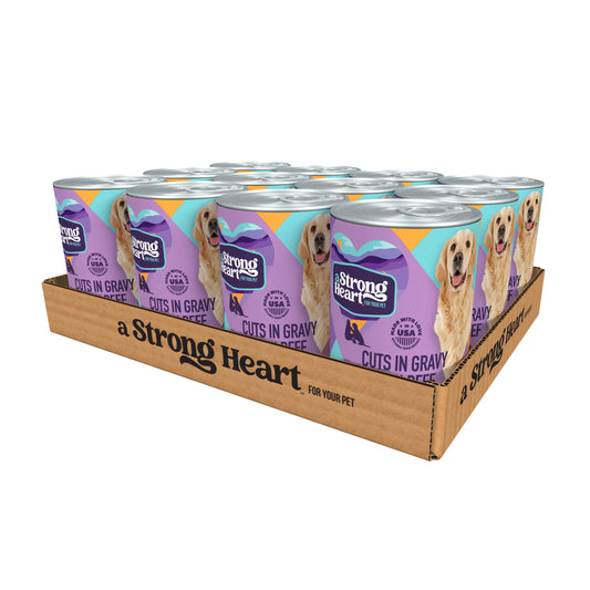 A Strong Heart Chopped Dog Food, Real Beef Dinner, 13.2 oz Cans, 12 Pack