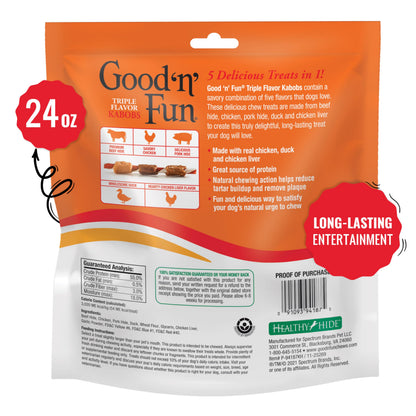 Good 'n' Fun Kabobs Long-Lasting Dog Treat Made With Real Protein, 48 oz