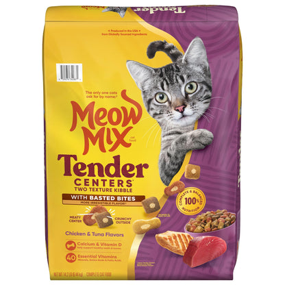 Meow Mix Tender Centers, Dry Cat Food, Beef & Salmon Flavors, 14.2 lb. Bag