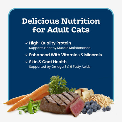 Blue Buffalo Tastefuls Wet Cat Food, Made with Natural Ingredients, Tuna and Chicken Flaked Entrées in Gravy, 3oz Cans, 4-Count Variety Pack Trial Size