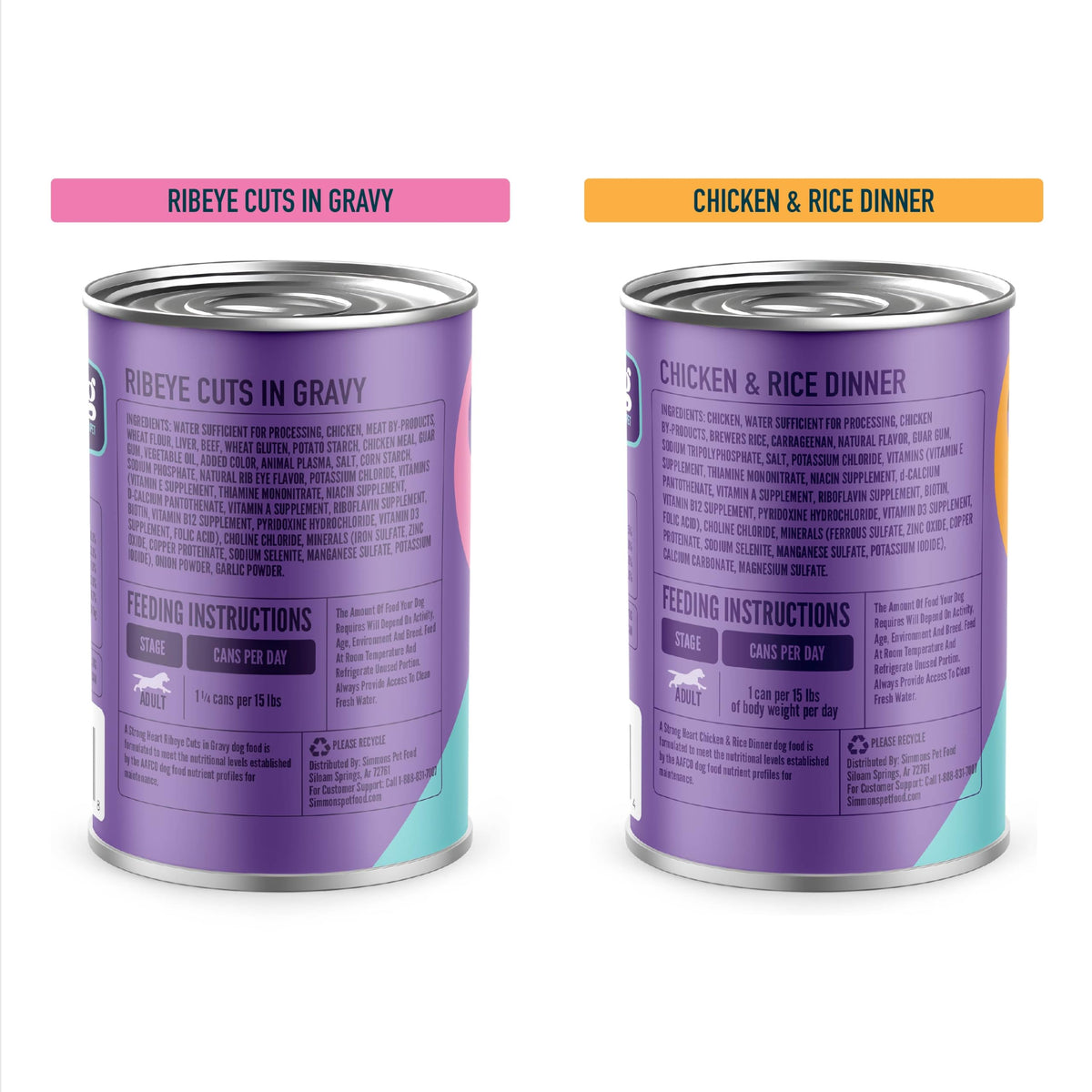 A Strong Heart Chopped Dog Food, Real Beef Dinner, 13.2oz Cans, 12pk