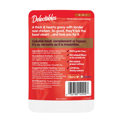 Delectables Lickable Treat Gravy Wet Cat Treat Variety Pack, Food Topper, Hydrating, Grain-Free, No Fillers, By-Products, Added Preservatives, 1.4oz Pouch, 12ct