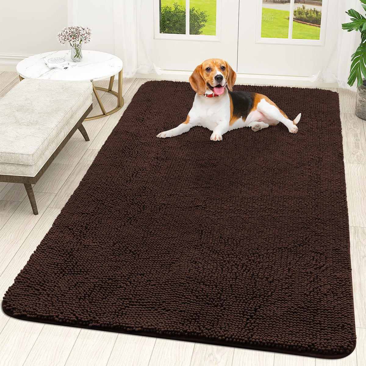 OLANLY Dog Door Mat for Muddy Paws 30x20, Super Absorbent Chenille Mud Mat