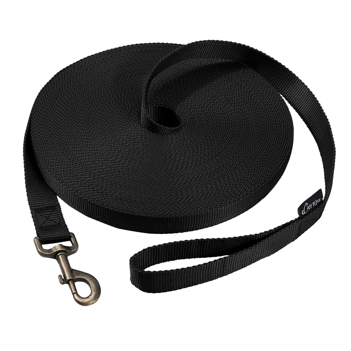 Hi Kiss Dog/Puppy Obedience Recall Training Agility Lead - 15ft 20ft 30ft 50ft 100ft Leash Great for Training, Play, Camping, or Backyard Black