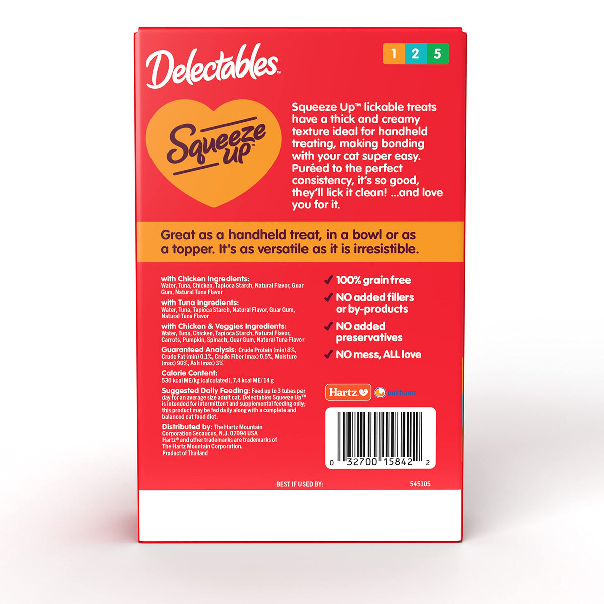 Delectables Squeeze Up Variety Pack, Creamy Squeezable Puree, Lickable Wet Cat Treats, Grain Free, No Added Fillers, No by-Products, No Added Preservatives, 0.5 Ounces Tube, 72 Tubes Total