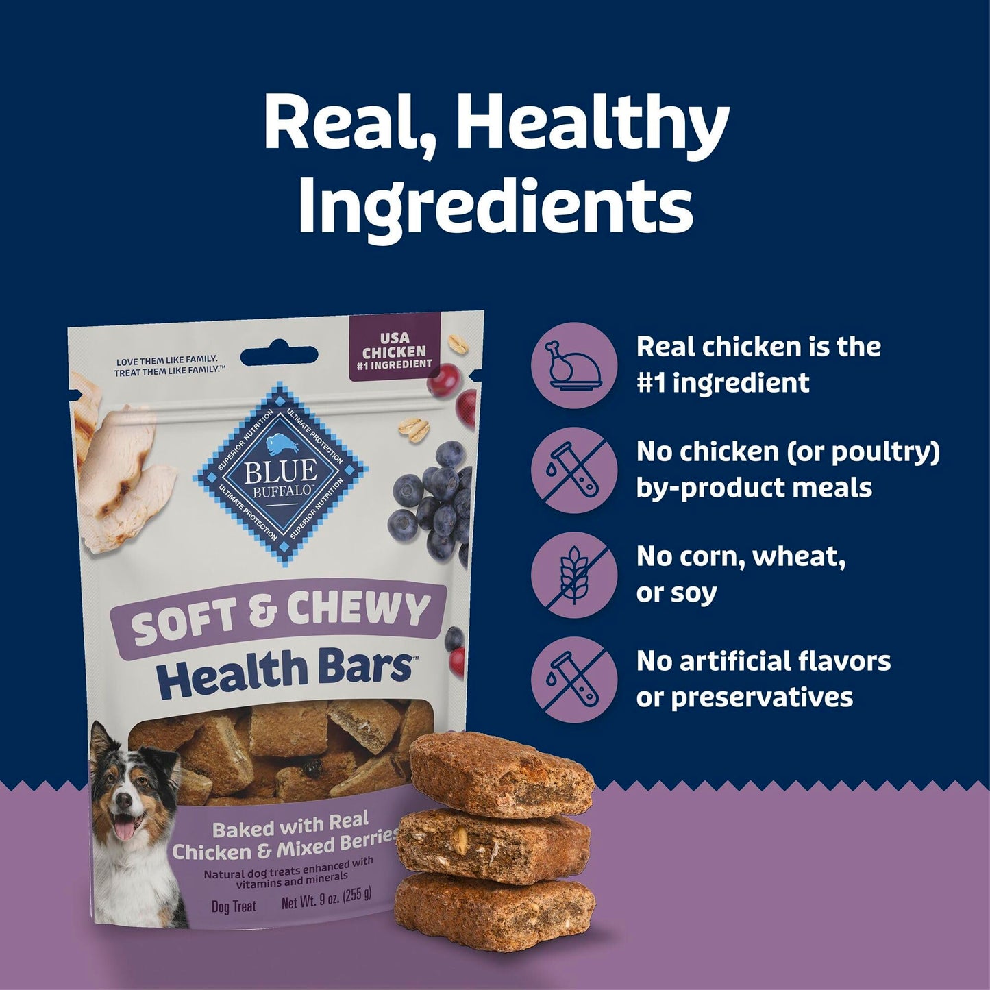 Blue Buffalo Health Bars Chicken & Apples Soft & Chewy Treats, 9 oz