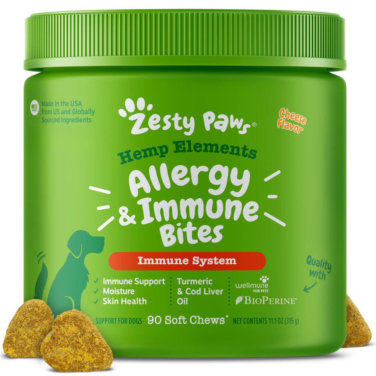 Zesty Paws Dog Allergy Chews - Dog Allergy Relief, Lamb, 90 Ct