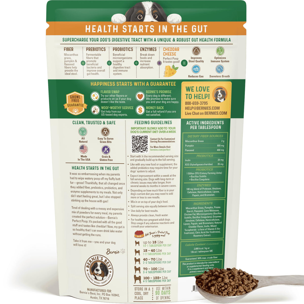 Bernie's Perfect Poop 4-in-1 Digestion Supplement, 2 Flavor Bundle, 12.8 oz