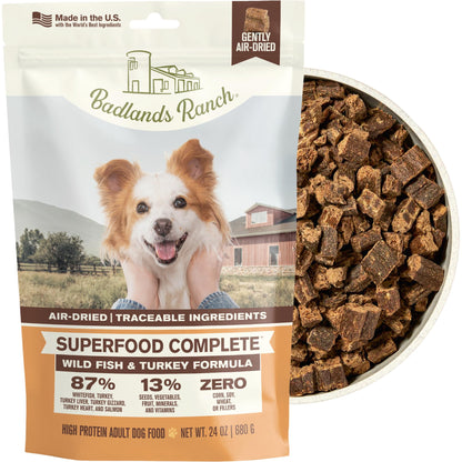 BADLANDS RANCH Air-Dried Beef & Bison Dog Food, 87% Meat, 24 oz