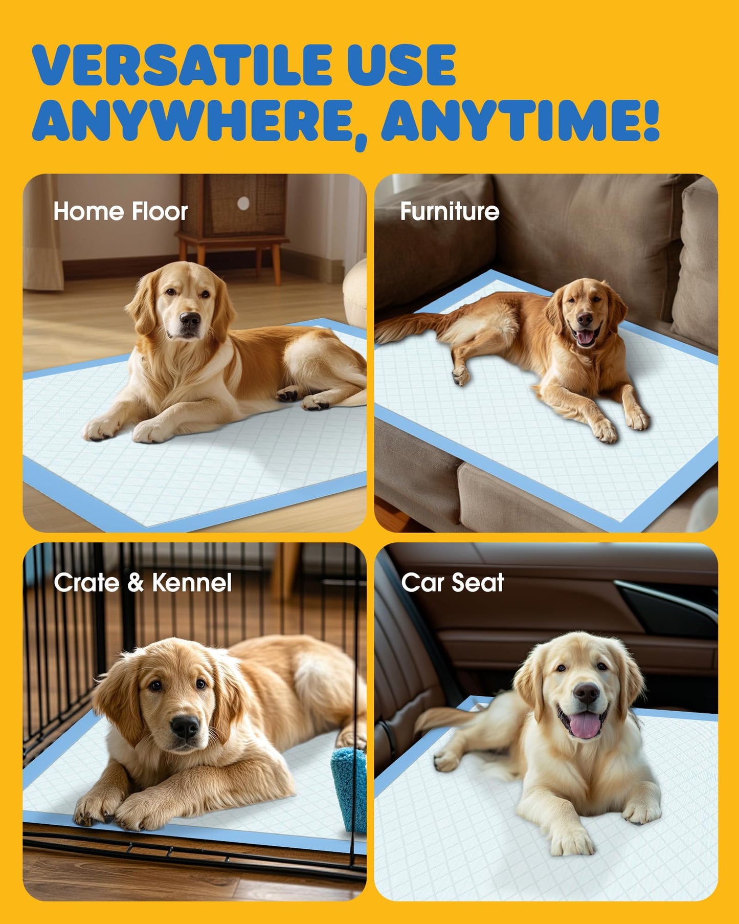 Powools Puppy Pads for Dogs, 34x28 in, 6-Layer Leakproof, 50-Pack