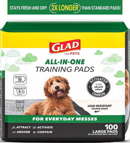 Glad for Pets Activated Carbon Disposable Dog Training Pads, 100 Count