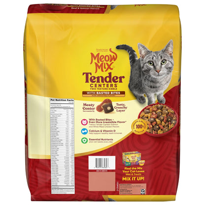 Meow Mix Tender Centers, Dry Cat Food, Beef & Salmon Flavors, 14.2 lb. Bag